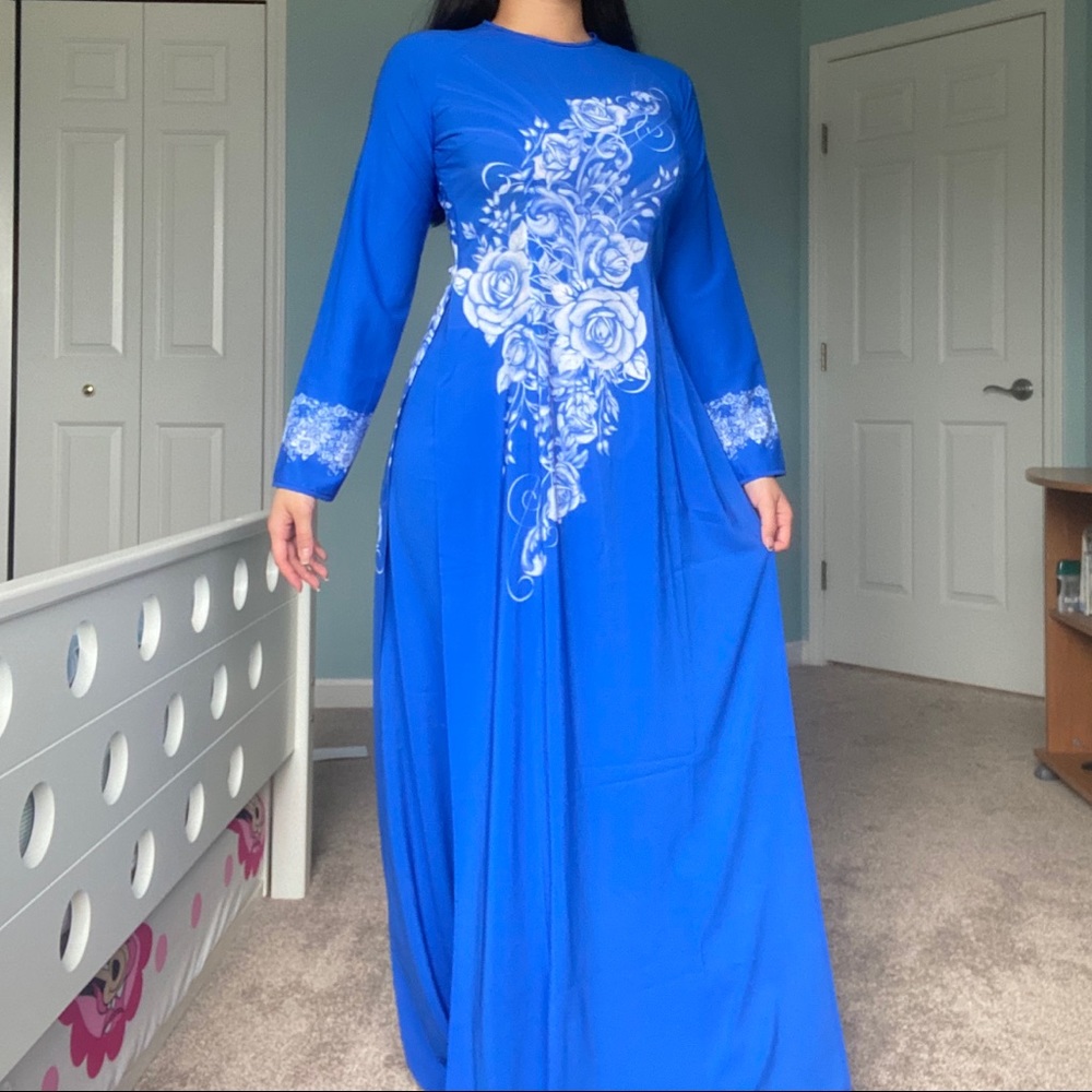 ✨Vietnamese Ao Dai Dress Floral Formal Gown
